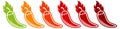 Chili peppers hotness scale on white Background Royalty Free Stock Photo