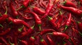 Chili peppers pattern overcrowded. Photorealism.