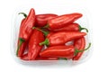 Chili peppers in a transparent plastic box Royalty Free Stock Photo