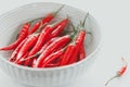 Chili peppers in a white ceramic bowl Royalty Free Stock Photo