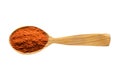 Chili powder in wooden spoon isolated on white background. spice Royalty Free Stock Photo