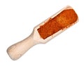 Chili powder from cayenne pepper in scoop cutout Royalty Free Stock Photo