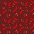 Chili seamless pattern. Spices and red pepper background