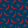 Chili seamless pattern. Spices and red pepper background