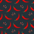 Chili seamless pattern. Spices and red pepper background