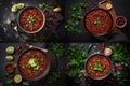 Chili Soup with Red Beans, Bean Minestrone, Vegetarian Chili Bean Stew Bowl, Abstract Generative AI Illustration