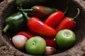 Chilies for a mexican sauce, spicy food in mexico