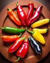 Chilis arranged on a plate Royalty Free Stock Photo