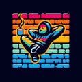 A chill design with banksy art style, colorful, logo, t-shirt prints, fantasy
