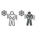 Chill human line and glyph icon, flu and covid-19, coronavirus symptom sign, vector graphics, a linear icon on a white