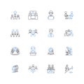 Chill individuals line icons collection. Relaxed, Calm, Easygoing, Laid-back, Peaceful, Serene, Tranquil vector and