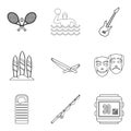 Chill out icons set, outline style