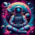 Chill in outter space, surrounded by planets in the galaxy, astronaut vibes, dreamy, phone wallpaper Royalty Free Stock Photo