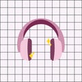 Pink headphones music retro illustration Royalty Free Stock Photo