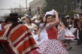 Chilean woman dancing the national dance of Chile