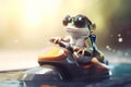 Chillaxing Chameleon on a Jet Ski with Shades