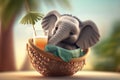 Chillaxing Elephant: Taking It Easy in a Hammock Amongst Palms on Vacation