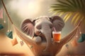 Chillaxing Elephant: Taking It Easy in a Hammock Amongst Palms on Vacation