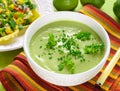 Chilled Avocado and Cucumber Soup. Spicy Mango Salsa