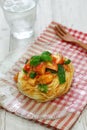 Chilled capellini with fresh tomatoes and basil Royalty Free Stock Photo