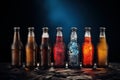 Chilled Cold beer bottles. Generate Ai