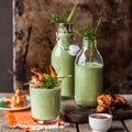 Chilled Cucumber Soup with Prawns Royalty Free Stock Photo