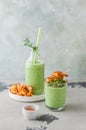 Chilled Cucumber Soup with Prawns Royalty Free Stock Photo