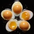 Chilled Eggs Cut In Half On Black Surface - Uhd Stock Photo Royalty Free Stock Photo