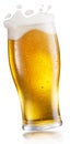 Chilled glass of beer and splashed foam drops. File contains clipping path