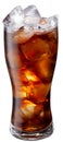 Chilled glass of cola drink with ice cubes isolated on white background. Clipping path Royalty Free Stock Photo