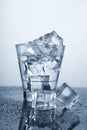 Chilled Glass of Water with Ice Cube and Water Drops