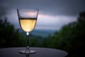 A chilled glass of white wine awaits.