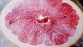 Chilled grapefruit macro texture with cold steam Royalty Free Stock Photo