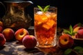 Chilled Peach iced tea glass. Generate Ai Royalty Free Stock Photo