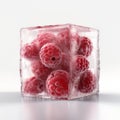 Chilled Raspberry Surprise: Frozen Fruit Encased in an Ice Cube