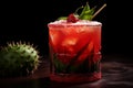 Chilled Red green cactus cocktail. Generate Ai Royalty Free Stock Photo