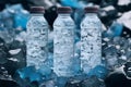 Chilled refreshment Water bottle presented on a bed of ice Royalty Free Stock Photo