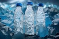 Chilled refreshment Water bottle presented on a bed of ice Royalty Free Stock Photo