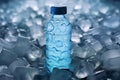 Chilled refreshment Water bottle presented on a bed of ice Royalty Free Stock Photo