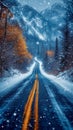 Chilled road exploration Travelers embarking on scenic winter road journeys