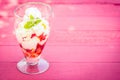 Chilled strawberry pavlova or parfait Royalty Free Stock Photo