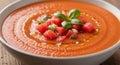 Chilled Watermelon Gazpacho Soup with Basil Royalty Free Stock Photo