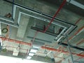 Chiller pipes and other services pipes ducting and trunking installed above ceiling level