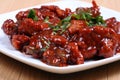 Chilli chicken in plate Royalty Free Stock Photo