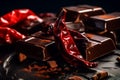 Chilli chocolate bar. Generate Ai Royalty Free Stock Photo