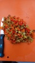 Chilli is cutting and ready for seasonning herb