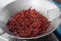 Chilli dry in the pan Royalty Free Stock Photo