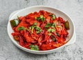 chilli fish dry served dish isolated on background top view of desi indian food