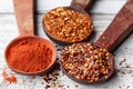 Chilli flakes and paprika