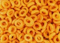 Chilli flavored corn rings. Full frame. Royalty Free Stock Photo